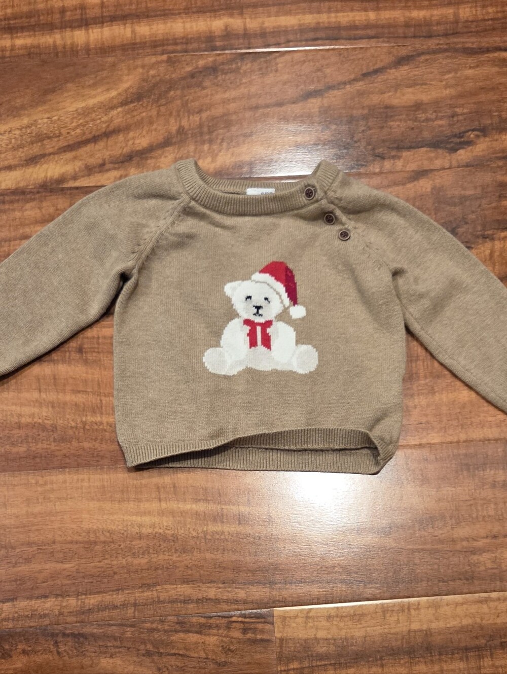 Janie and Jack EUC 12-18 Months Tan Intarsia Bear Holiday Sweater